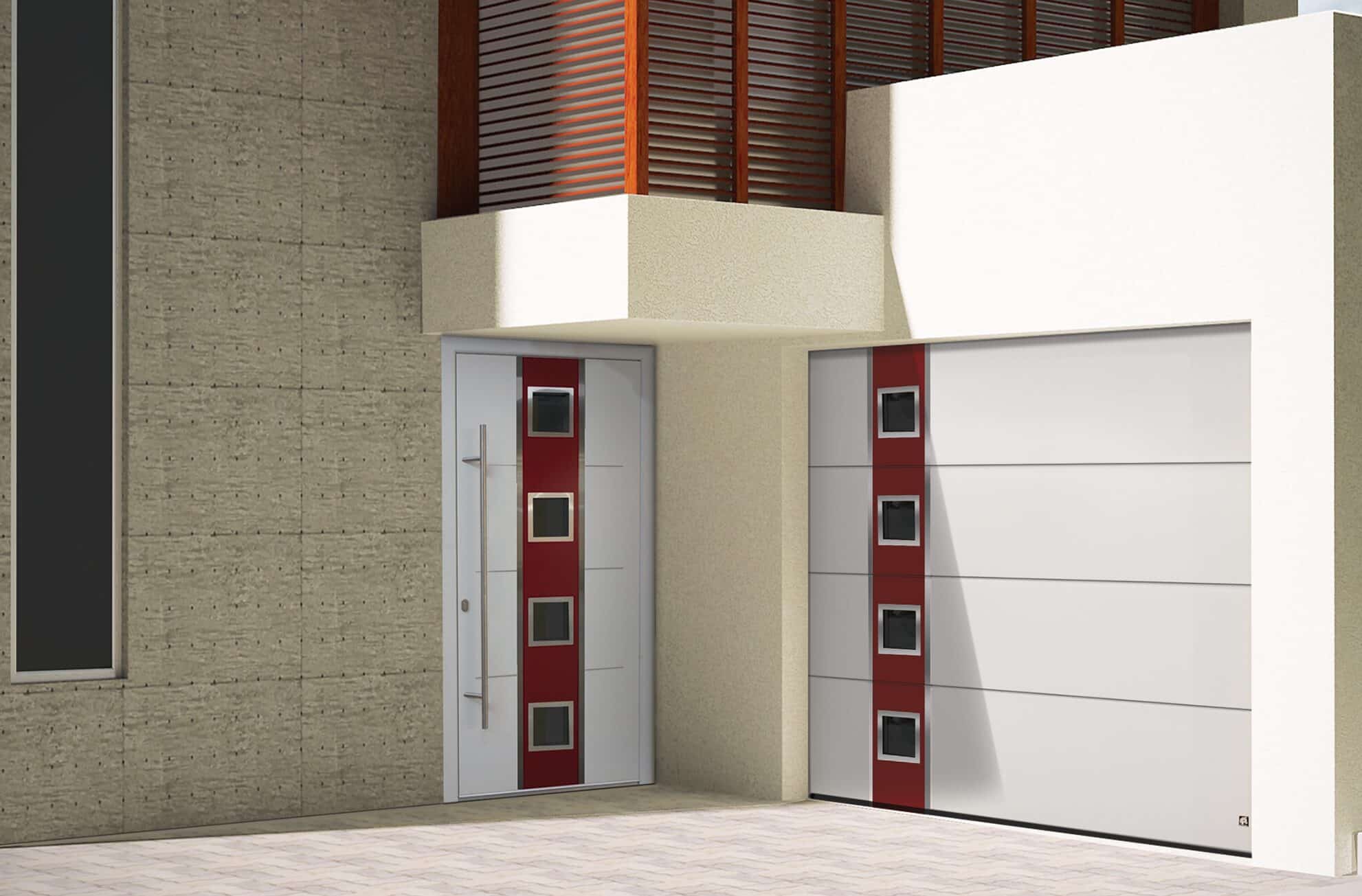 Garage door with matching front entry door