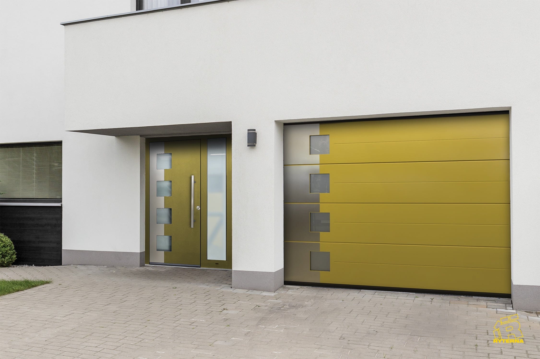 Matching entry and garage door set