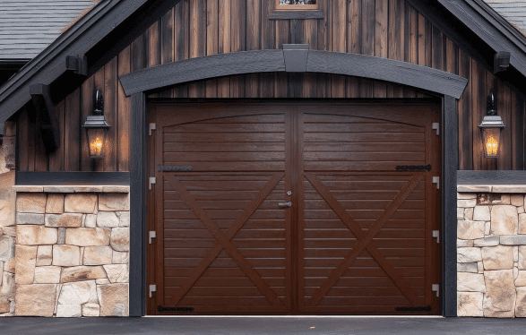 Retro carriage style side-hinged garage doors