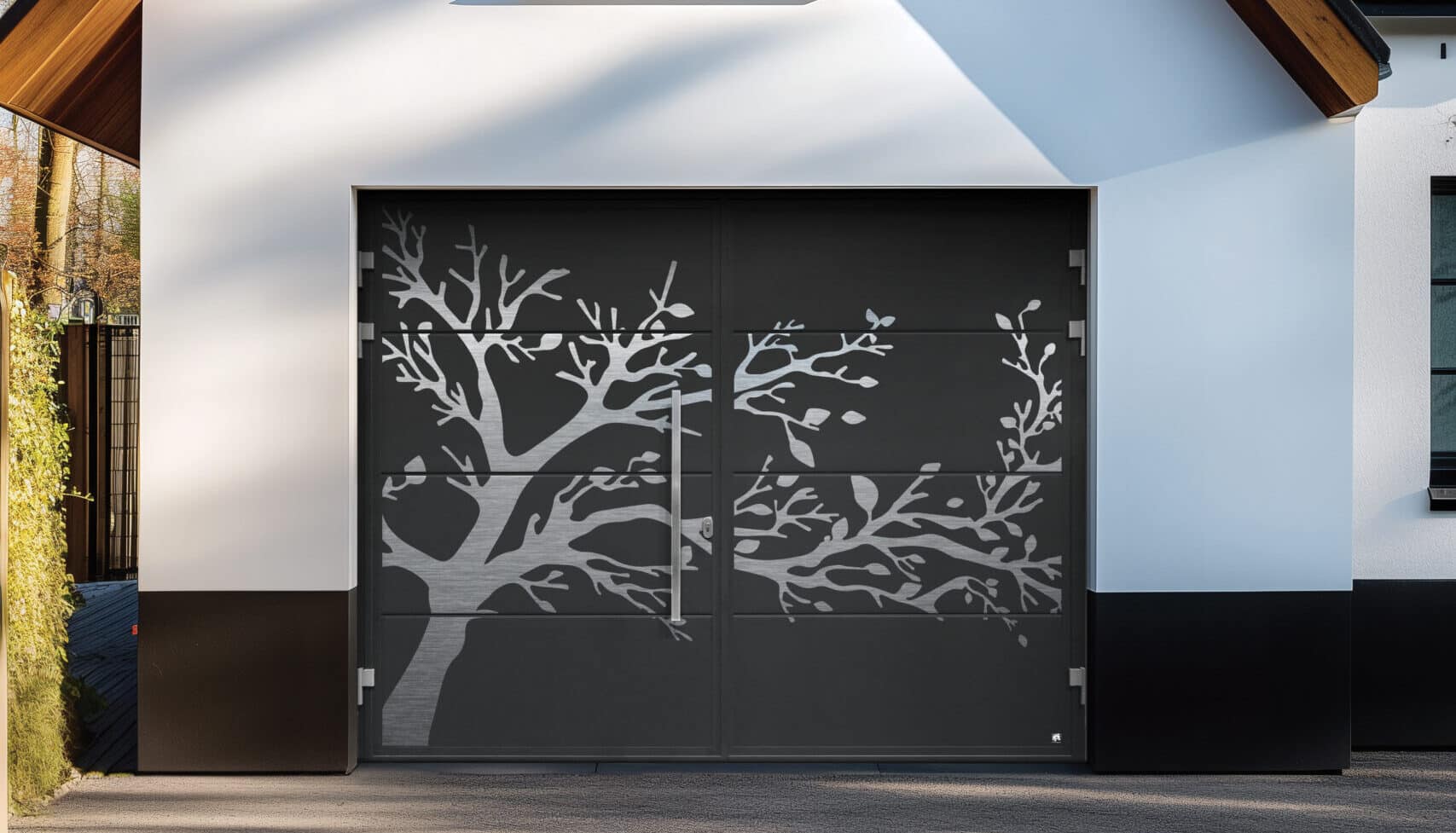 Ryterna side-hinged garage doors in open position