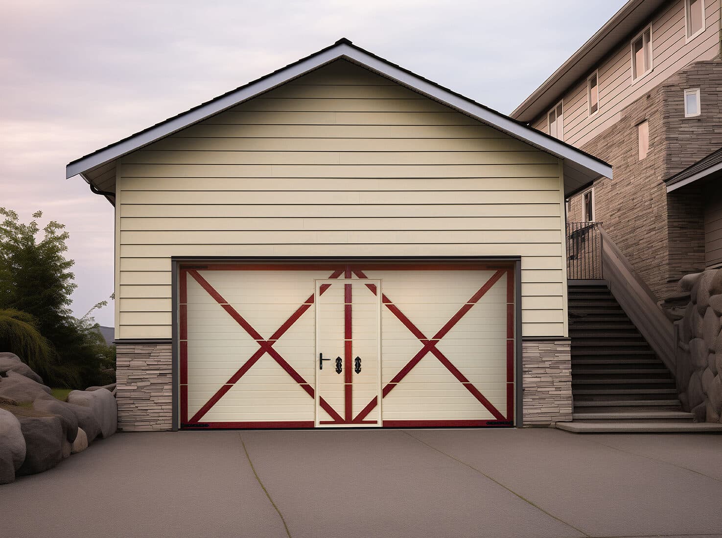 Low-profile threshold option on a walk-through garage door